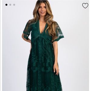 PinkBlush Emerald Lace Overlay Maternity Dress